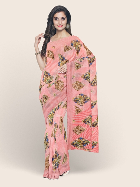 

Pothys Pink & Blue Cotton Blend Saree