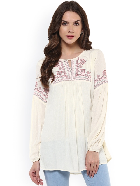 

Taurus Women Off-White Solid Top