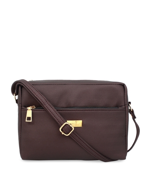 

yelloe Brown Structured Sling Bag
