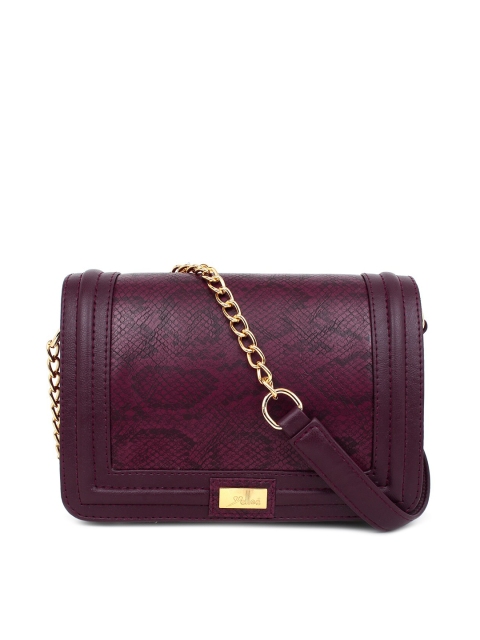 

yelloe Maroon Textured Structured Sling Bag