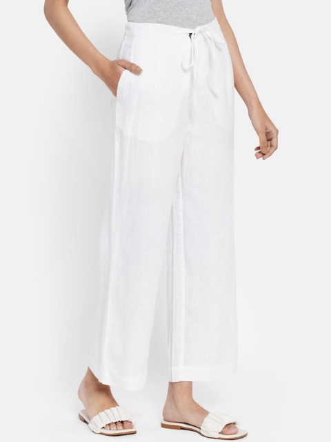 

Fabindia Women White Relaxed Trousers