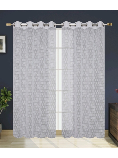

Molly & Michel White Set Of 2 Abstract Printed Long Door Curtain