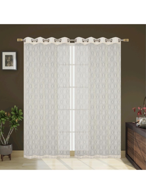 

Molly & Michel Off White Set of 2 Self Design Sheer Door Curtain