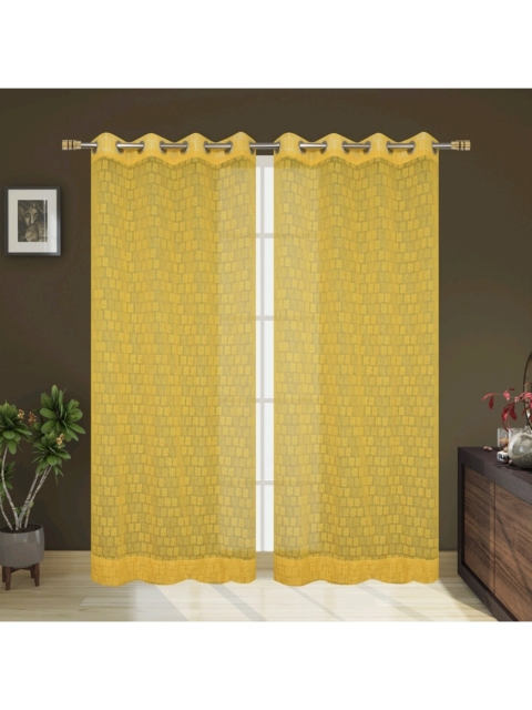

Molly & Michel Yellow Set Of 2 Abstract Printed Long Door Curtains