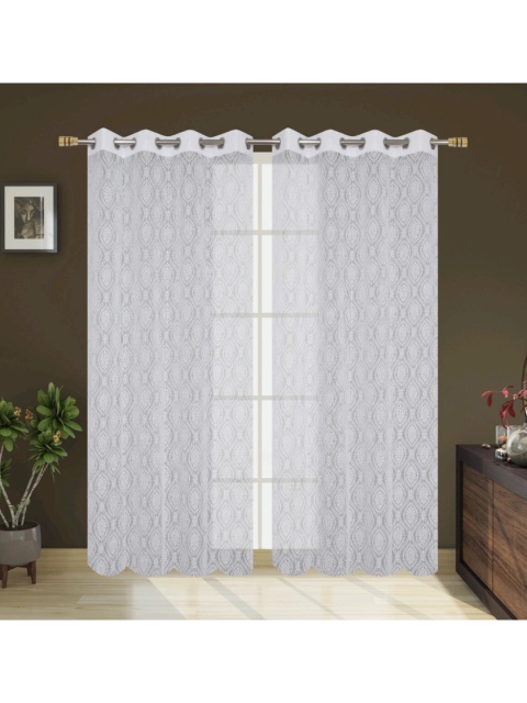 

Molly & Michel White Set of 2 Ethnic Motifs Sheer Door Curtain