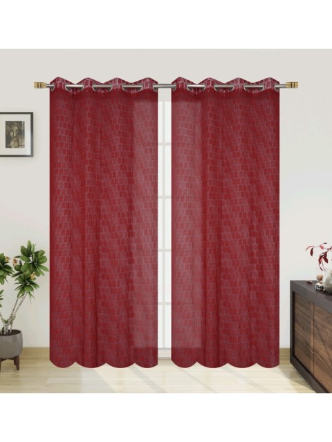 

Molly & Michel Maroon Set of 2 Sheer Long Door Curtain