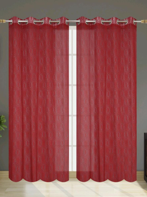 

Molly & Michel Red Set Of 2 Abstract Printed Long Door Curtains