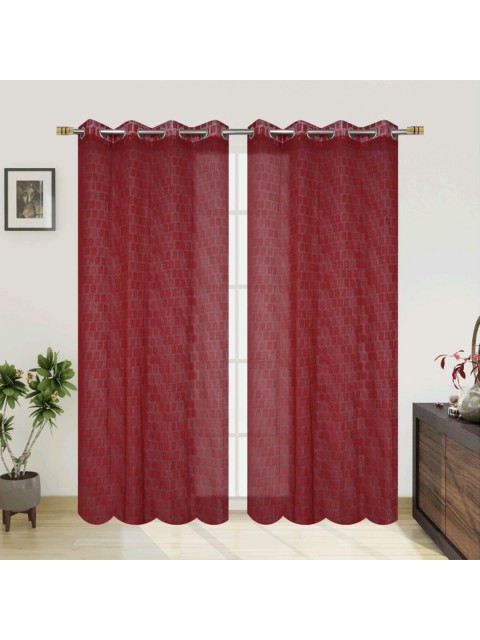 

Molly & Michel Maroon Set of 2 Sheer Door Curtain
