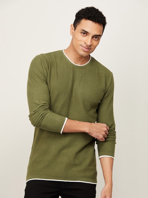 

Bossini Men Olive Green Cotton Sweatshirt