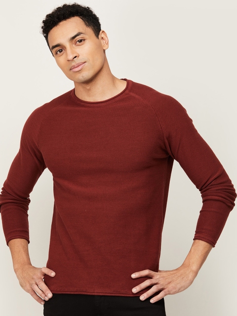 

Forca by Lifestyle Men Brown Solid Round Neck Sweatshirt