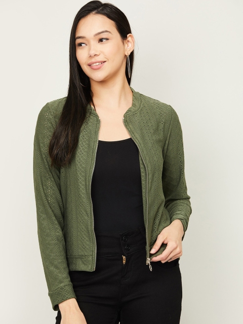 

Bossini Women Olive Green Crop Tailored Jacket
