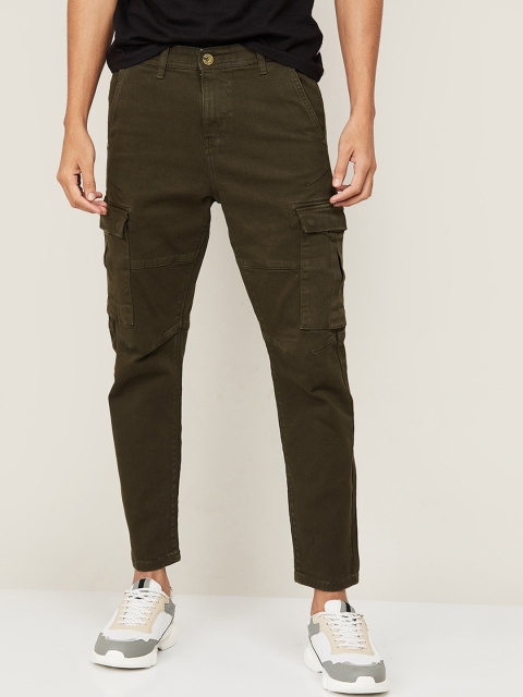 

Bossini Men Olive Green Jogger Low Distress Jeans