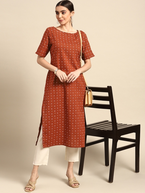 

Anouk Women Brown Pure Cotton Ethnic Motifs Printed Kurta