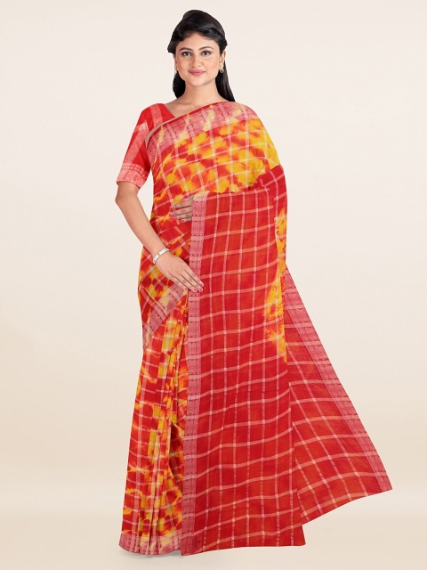 

Pothys Red & Yellow Checked Pure Cotton Saree