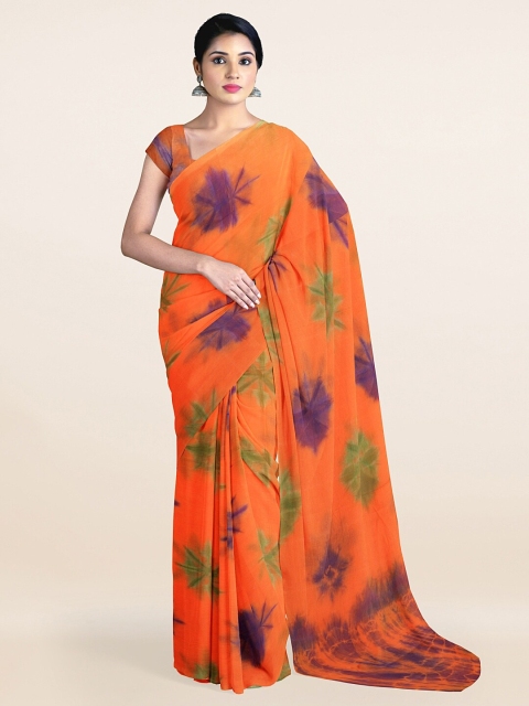 

Pothys Orange & Blue Tie and Dye Pure Cotton Saree