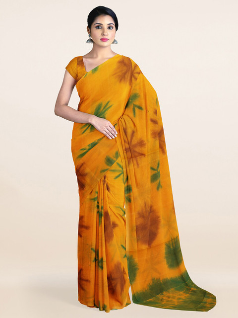 

Pothys Mustard & Green Printed Pure Cotton Saree