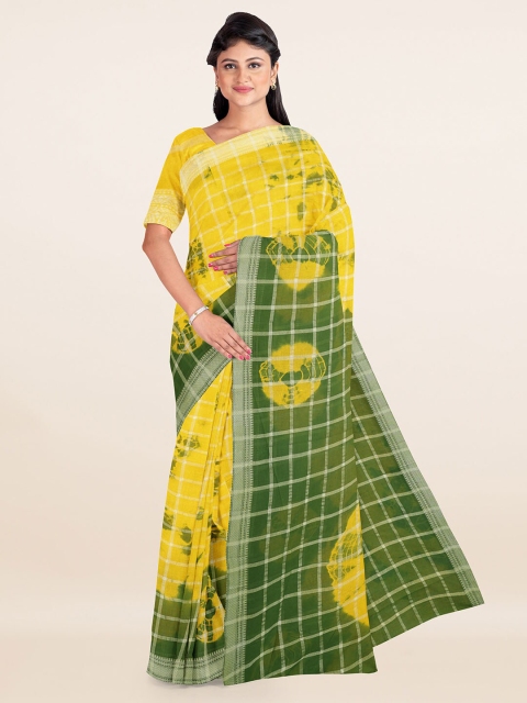 

Pothys Yellow & Green Tie and Dye Zari Pure Cotton Saree