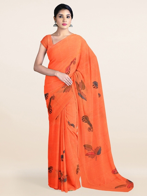 

Pothys Orange & Green Ethnic Motifs Pure Cotton Saree