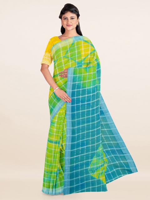 

Pothys Green & Yellow Checked Zari Pure Cotton Saree