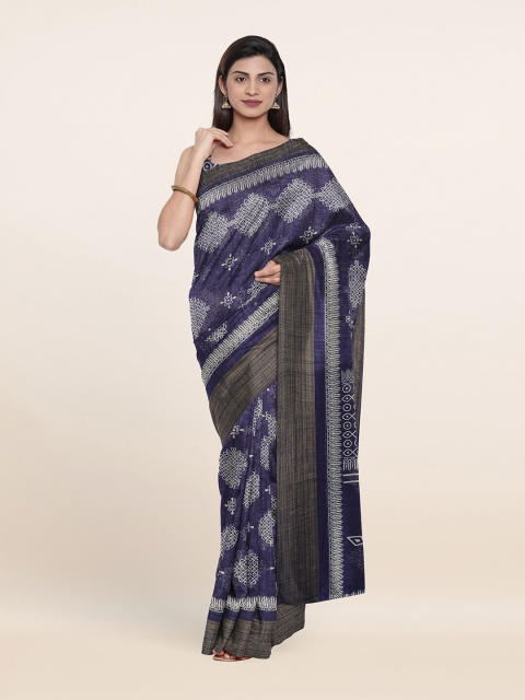 

Pothys Blue & White Geometric Printed Saree