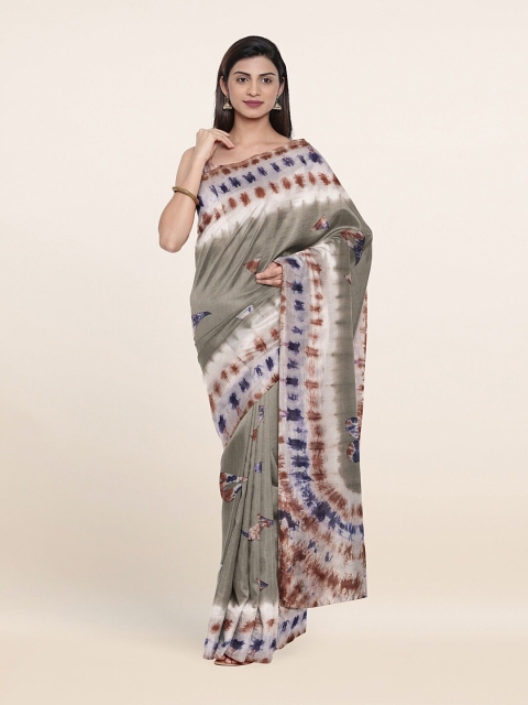 

Pothys Grey & Brown Tie and Dye Printed Pure Cotton Saree