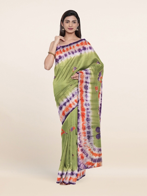

Pothys Green & Orange Tie and Dye Pure Cotton Saree