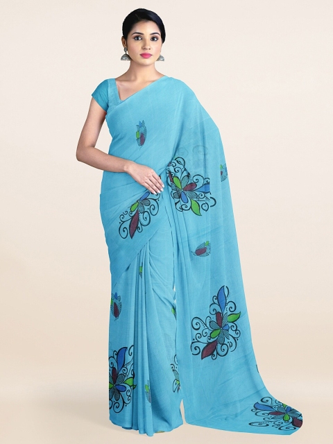 

Pothys Blue & Black Ethnic Motifs Printed Pure Cotton Saree