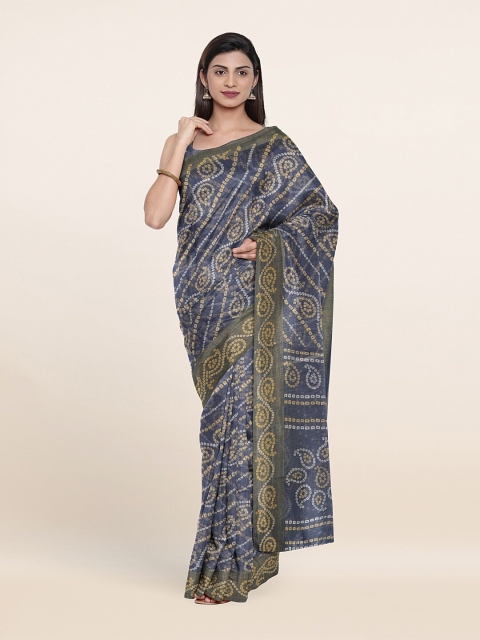 

Pothys Grey & White Bandhani Printed Cotton Blend Saree