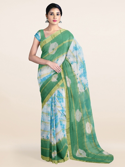 

Pothys Green & White Tie and Dye Printed Zari Pure Cotton Saree