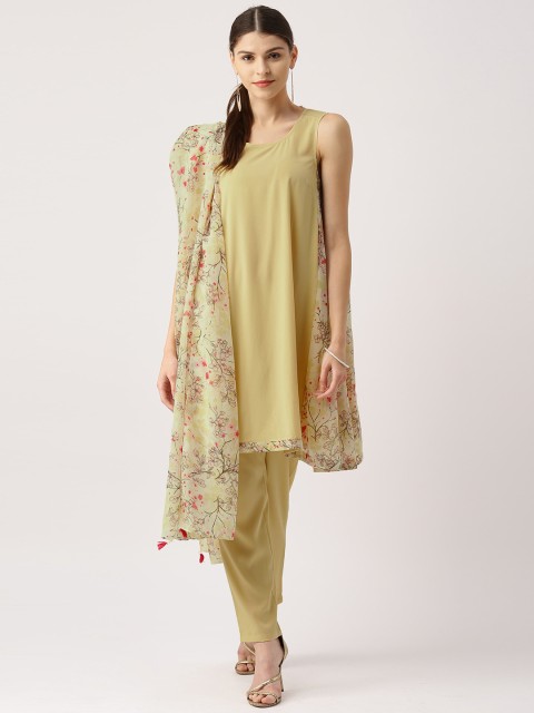 

all about you Beige Kurta with Trousers Dupatta