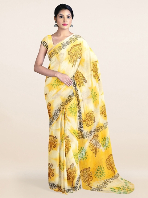 

Pothys Cream & Yellow Ethnic Motifs Pure Cotton Saree