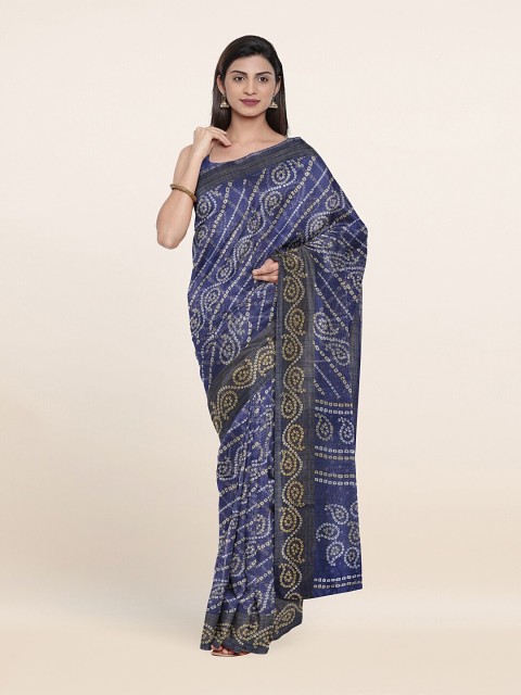 

Pothys Blue & White Ethnic Motifs Bandhani Printed Saree