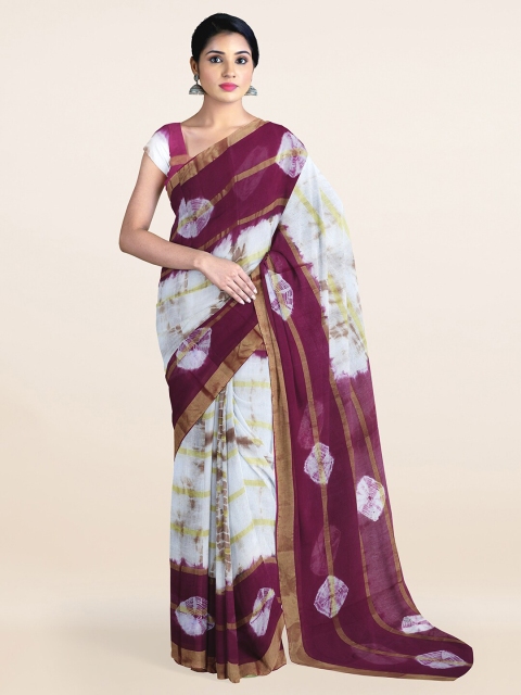 

Pothys Purple & White Tie and Dye Pure Cotton Saree