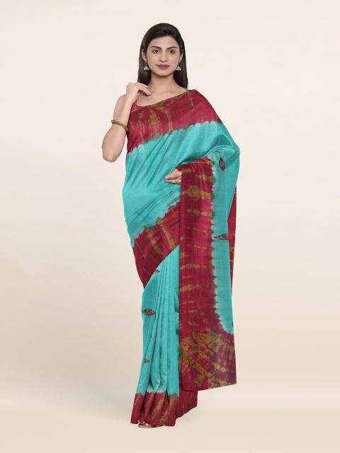 

Pothys Blue & Magenta Floral Printed Pure Cotton Saree