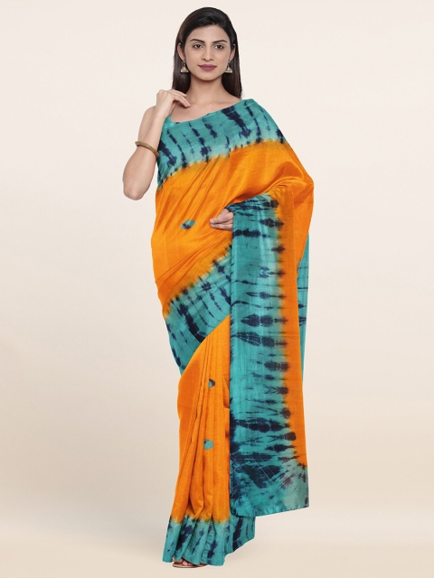 

Pothys Orange & Blue Ethnic Motifs Printed Pure Cotton Saree