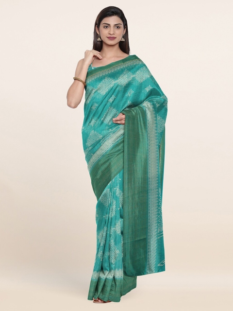 

Pothys Green & Off-White Ethnic Motifs Printed Saree