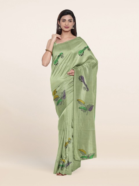 

Pothys Green & Yellow Floral Printed Pure Cotton Saree