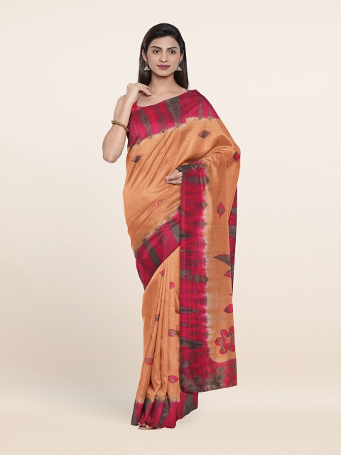 

Pothys Peach & Maroon Abstract Printed Pure Cotton Saree