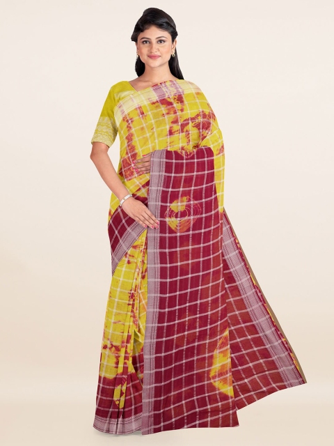 

Pothys Green & Maroon Checked Pure Cotton Saree