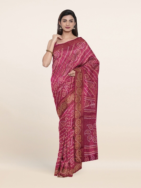 

Pothys Maroon & White Bandhani Printed Saree