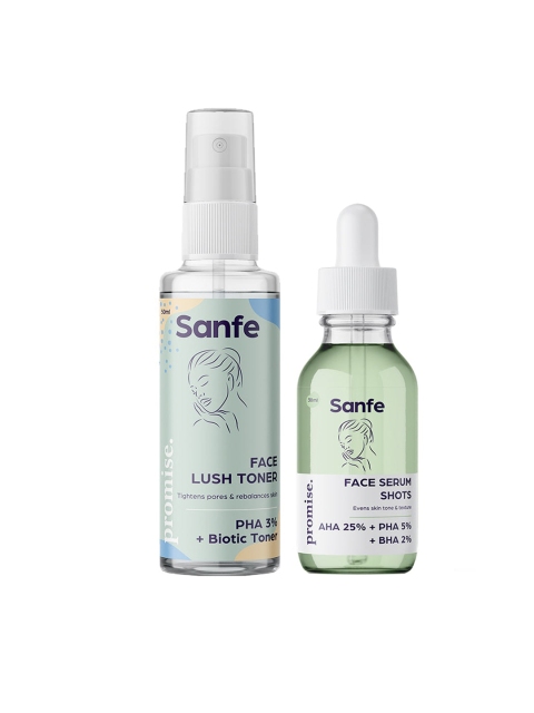 

Sanfe Pore Reduction Combo - Face Lush Toner & Face Serum Shots, Green