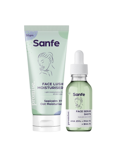 

Sanfe Hydration Booster Combo - Face Lush Moisturizer & Face Serum Shots, Green