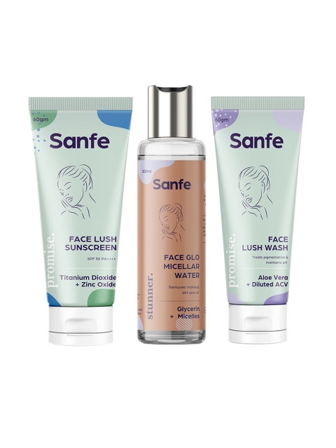 

Sanfe Set of Face Glo Micellar Water-Face Lush Sunscreen & Face Wash, Green