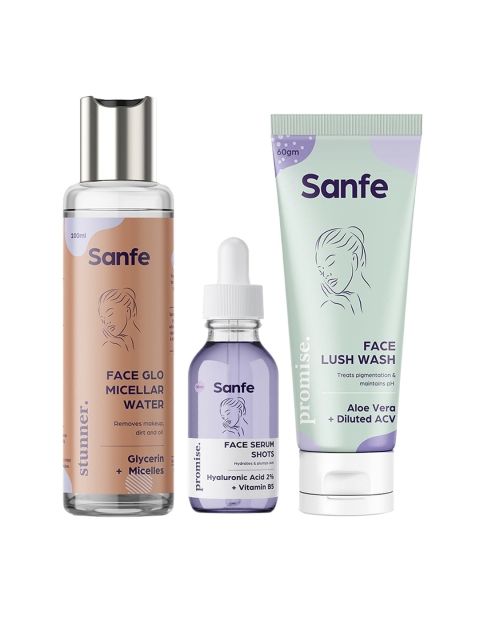 

Sanfe Set of Face Glo Micellar Water-Face Lush Wash & Face Serum, Green