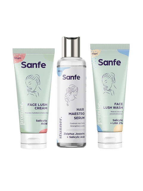 

Sanfe Set of Hair Maestro Serum-Face Lush Cream & Face Wash, Green