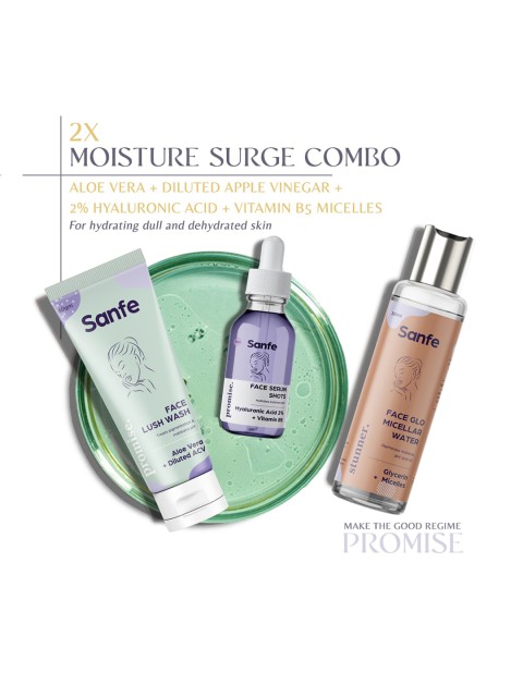 

Sanfe Set of Face Glo Micellar Water-Face Lush Wash & Face Serum, Green