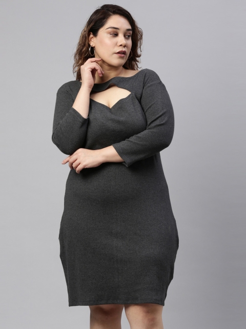 

The Pink Moon Grey Sweater Rib Dress