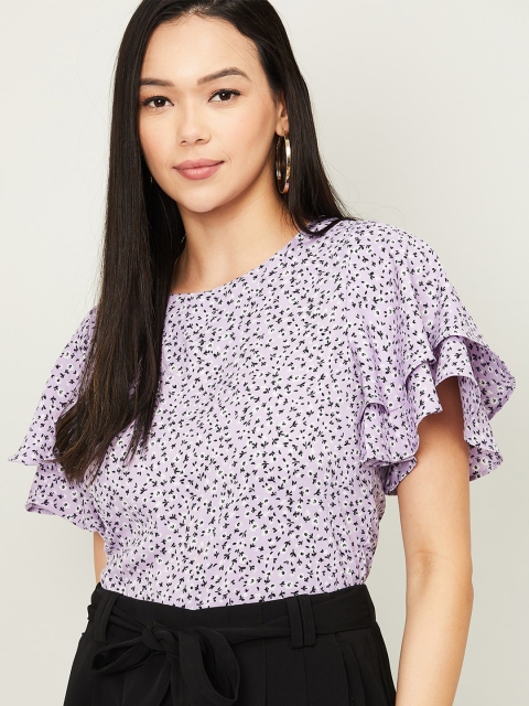 

Ginger by Lifestyle Women Purple Floral Print Top