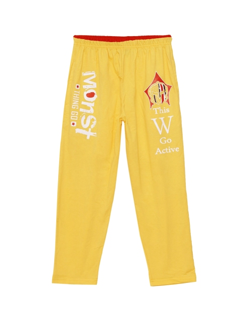 

Fashionable Girls Yellow Solid Pure Cotton Track Pants