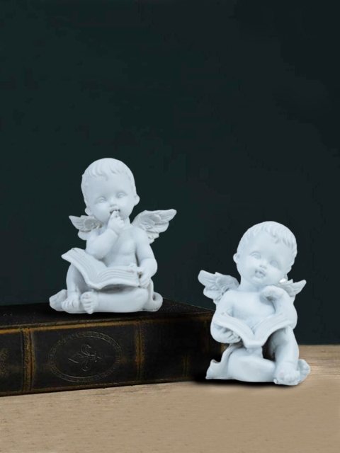 

Wonderland Set Of 2 White Resin Baby Angles Showpieces